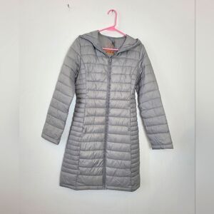Love Tree Ultra Lightweight Packable Puffer Coat Long Length Silver Size Small